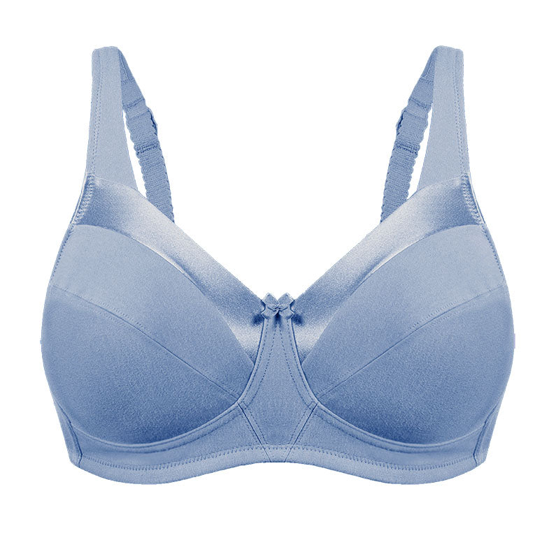 Satin Trim Wireless Cotton Bra with Unlined Cups
