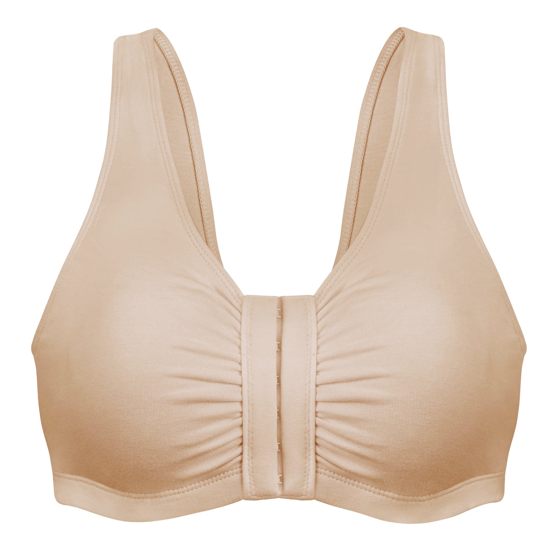 Comfortable Unlined Wireless Cotton Stretch Sports Bra with Front Closure