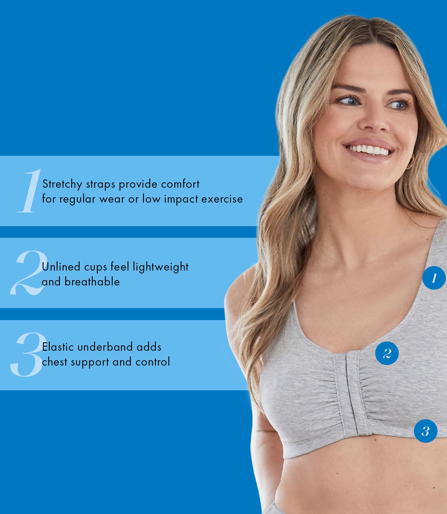 Comfortable Unlined Wireless Cotton Stretch Sports Bra with Front Closure