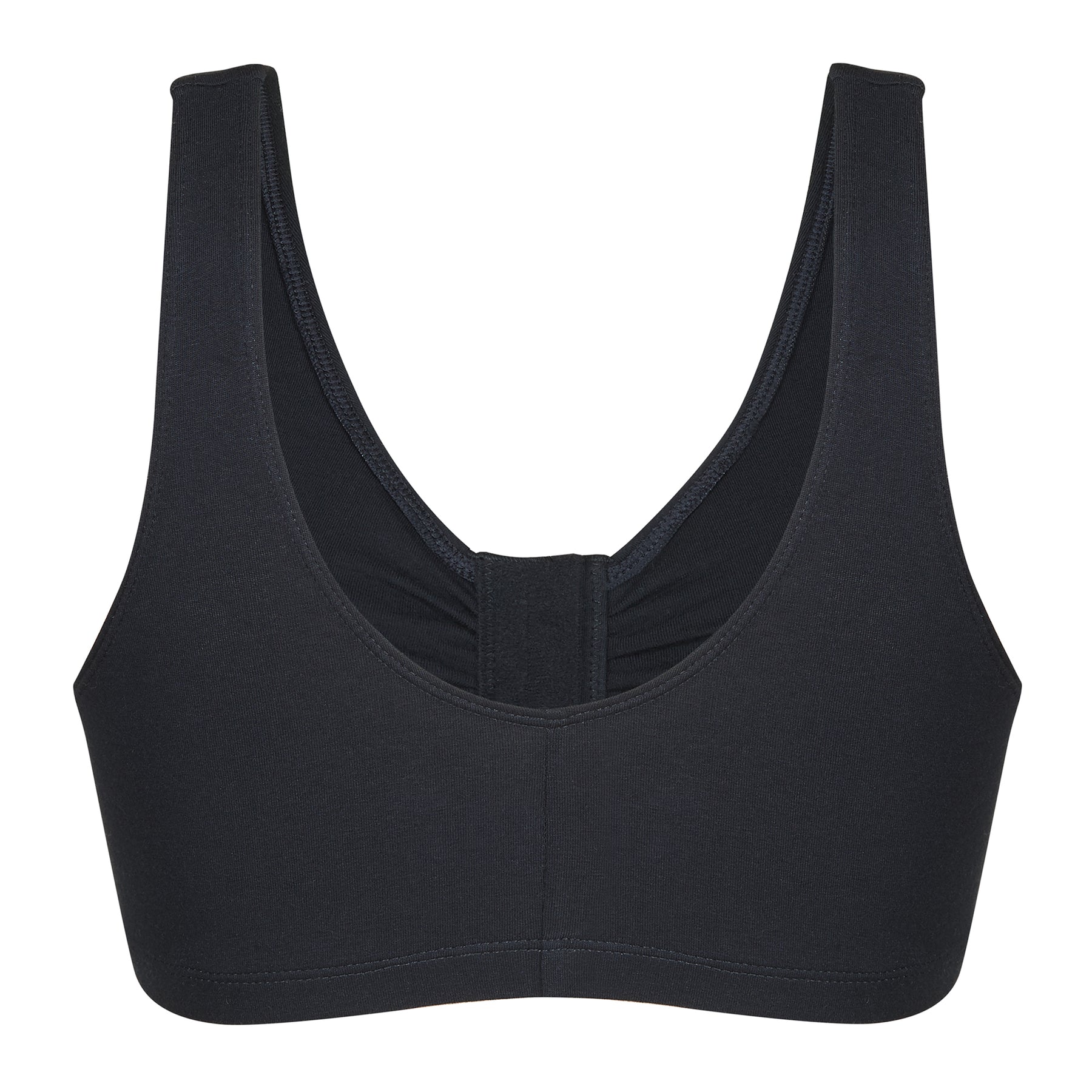 Comfortable Unlined Wireless Cotton Stretch Sports Bra with Front Closure