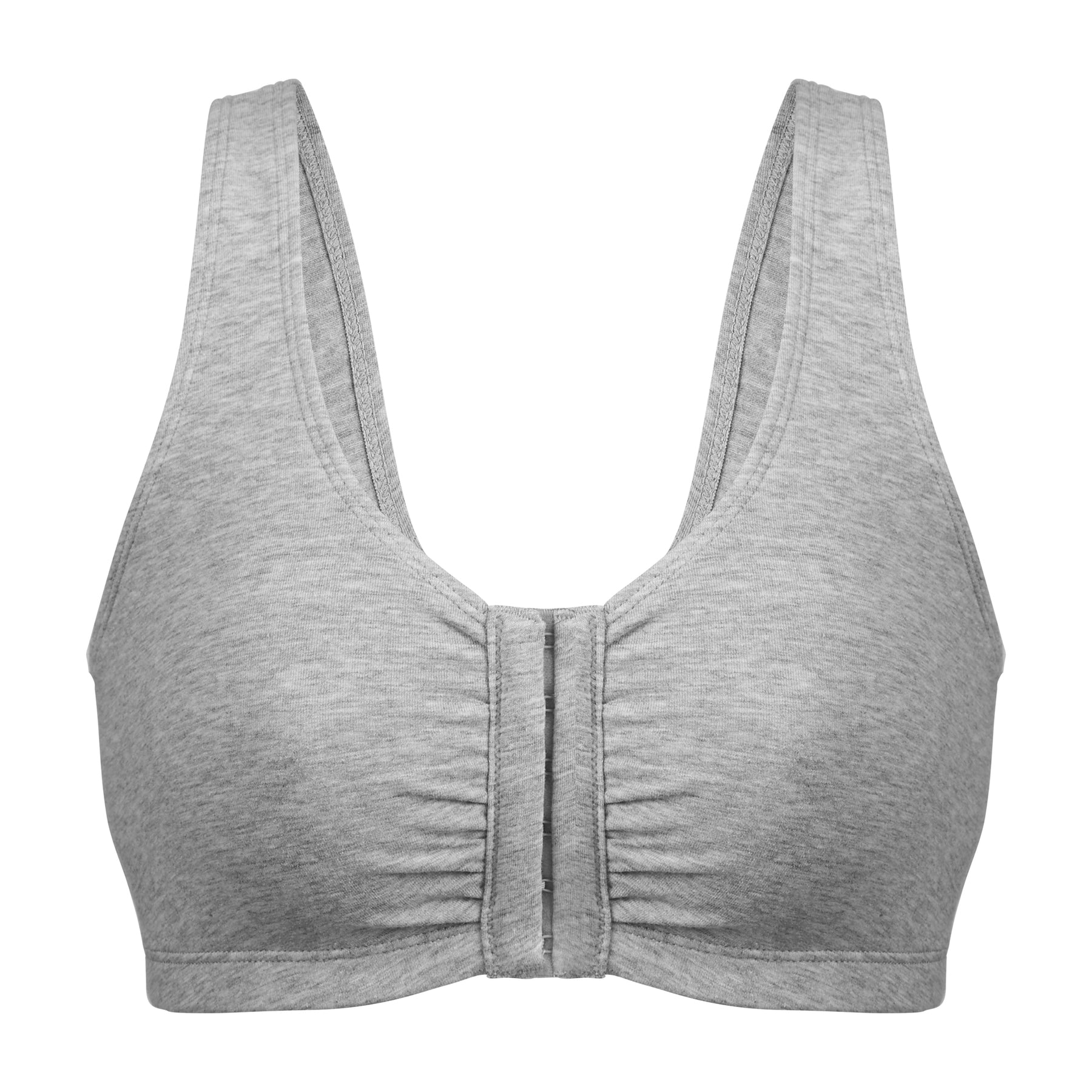 Comfortable Unlined Wireless Cotton Stretch Sports Bra with Front Closure