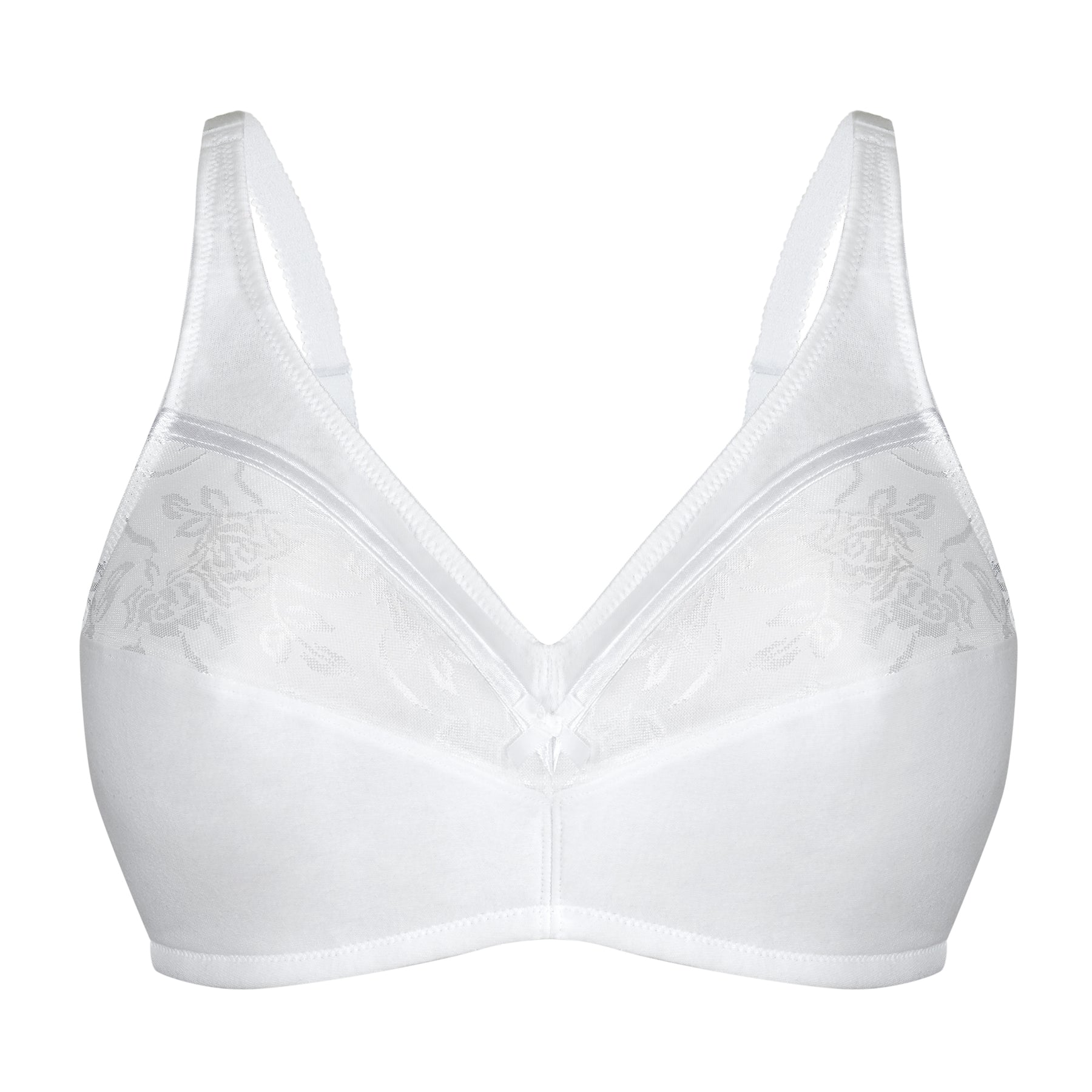 Floral Trim Wireless Cotton Bra with Lightly-Lined Cups