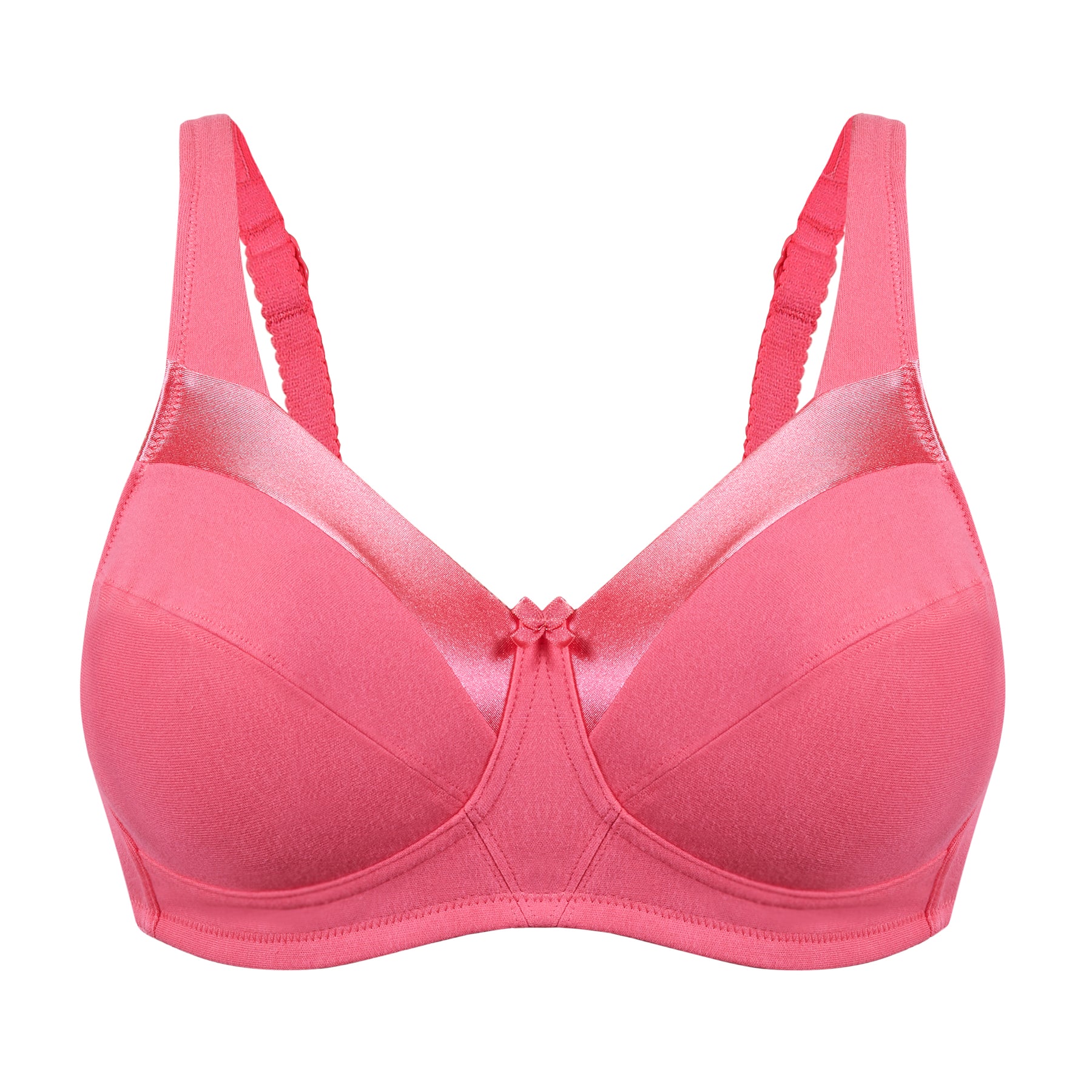 Satin Trim Wireless Cotton Bra with Unlined Cups