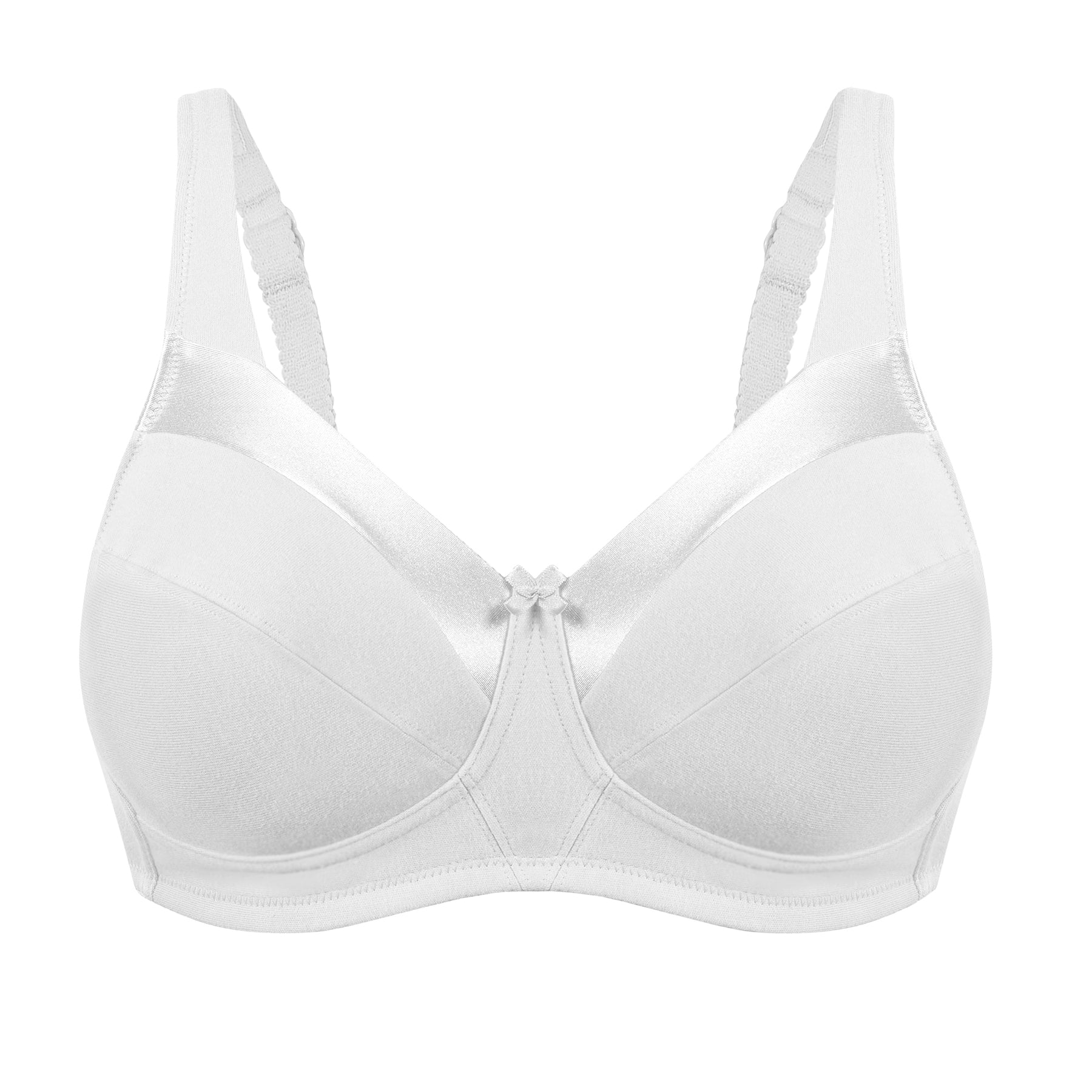 Satin Trim Wireless Cotton Bra with Unlined Cups