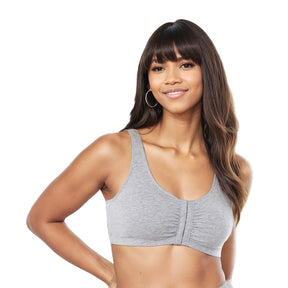 Comfortable Unlined Wireless Cotton Stretch Sports Bra with Front Closure