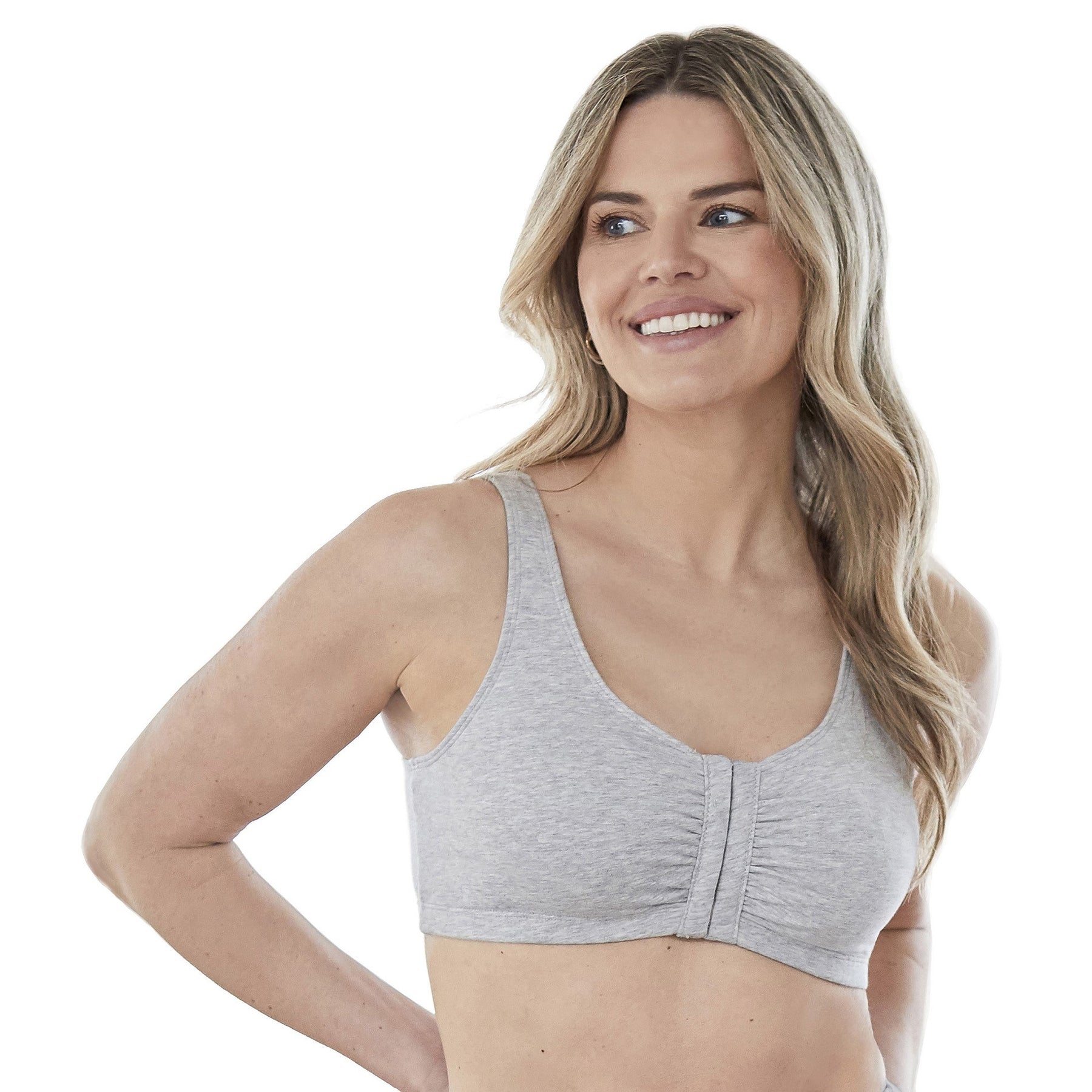 Comfortable Unlined Wireless Cotton Stretch Sports Bra with Front Closure