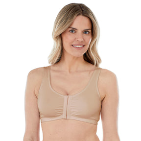 Comfortable Unlined Wireless Cotton Stretch Sports Bra with Front Closure