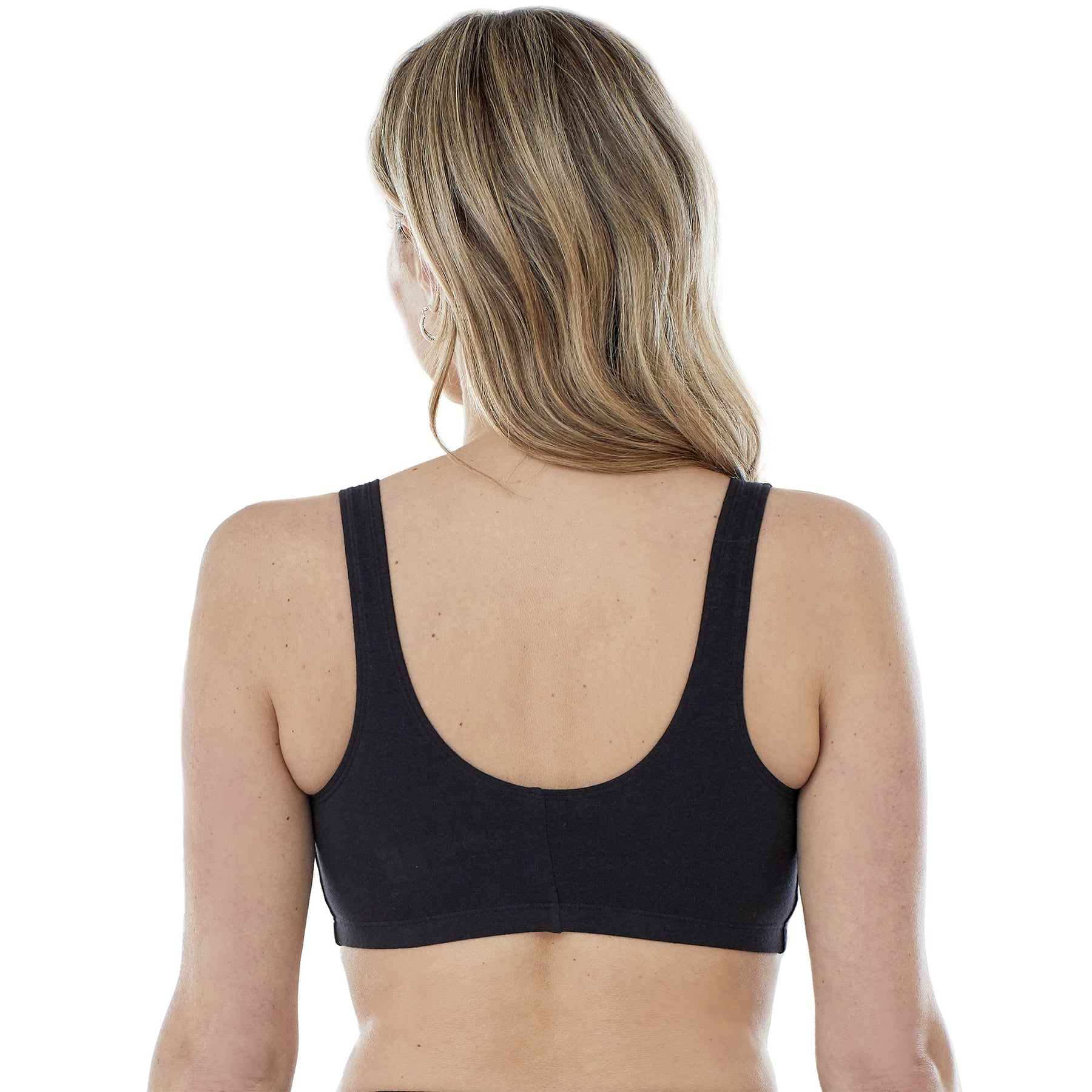 Comfortable Unlined Wireless Cotton Stretch Sports Bra with Front Closure
