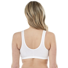 Comfortable Unlined Wireless Cotton Stretch Sports Bra with Front Closure