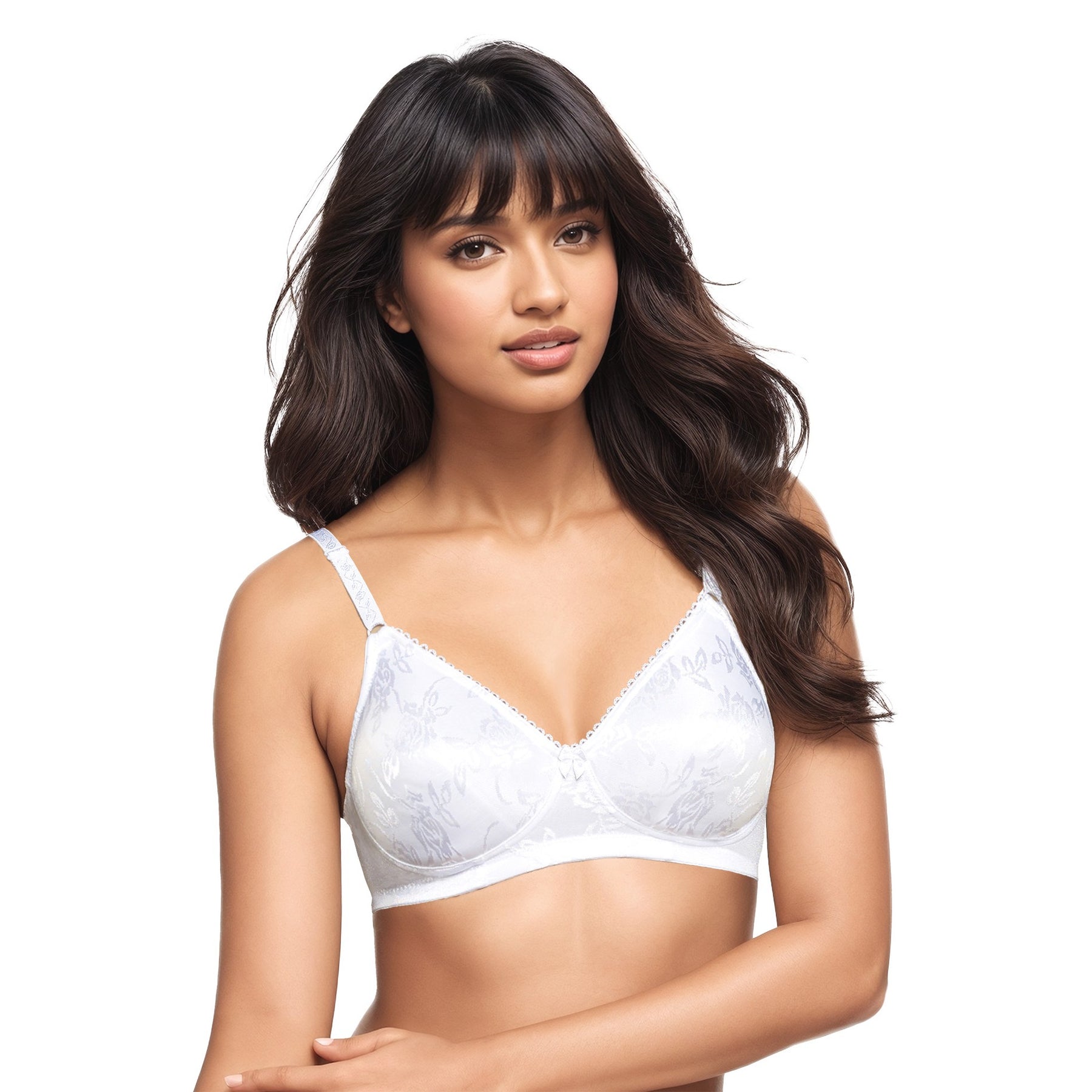 Floral Jacquard Wireless Soft Cup Bra with Lightly-Lined Cups