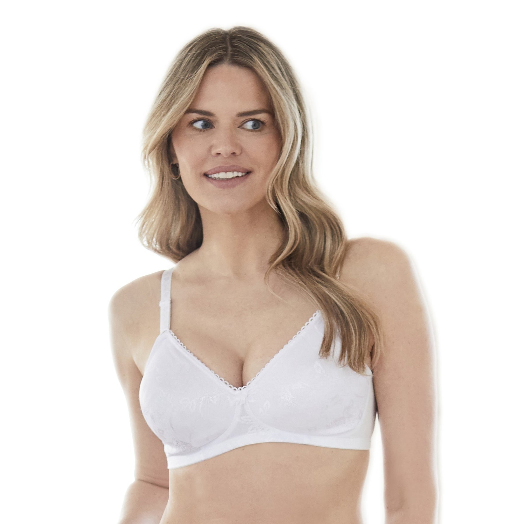Floral Jacquard Wireless Soft Cup Bra with Lightly-Lined Cups