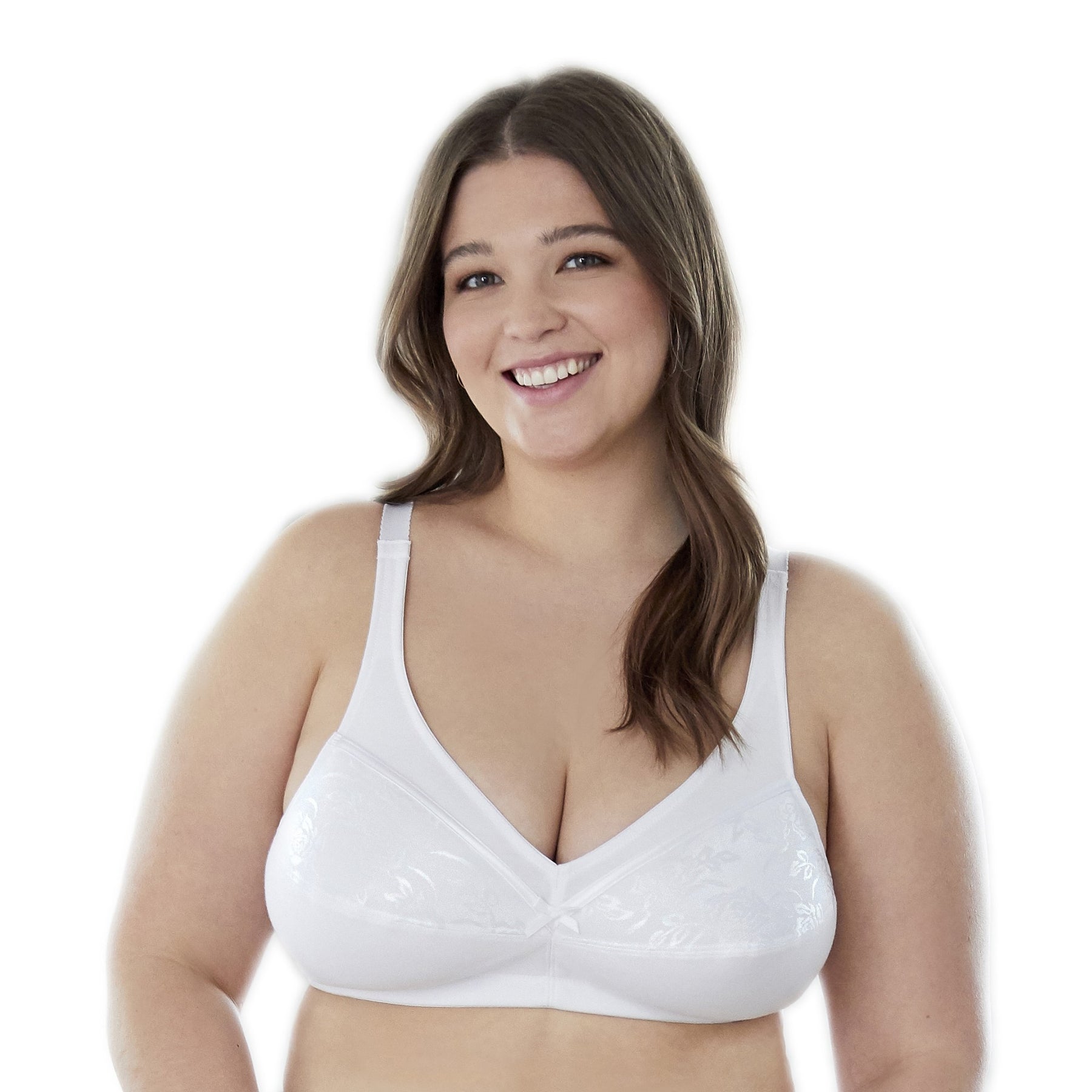 Floral Trim Wireless Cotton Bra with Lightly-Lined Cups