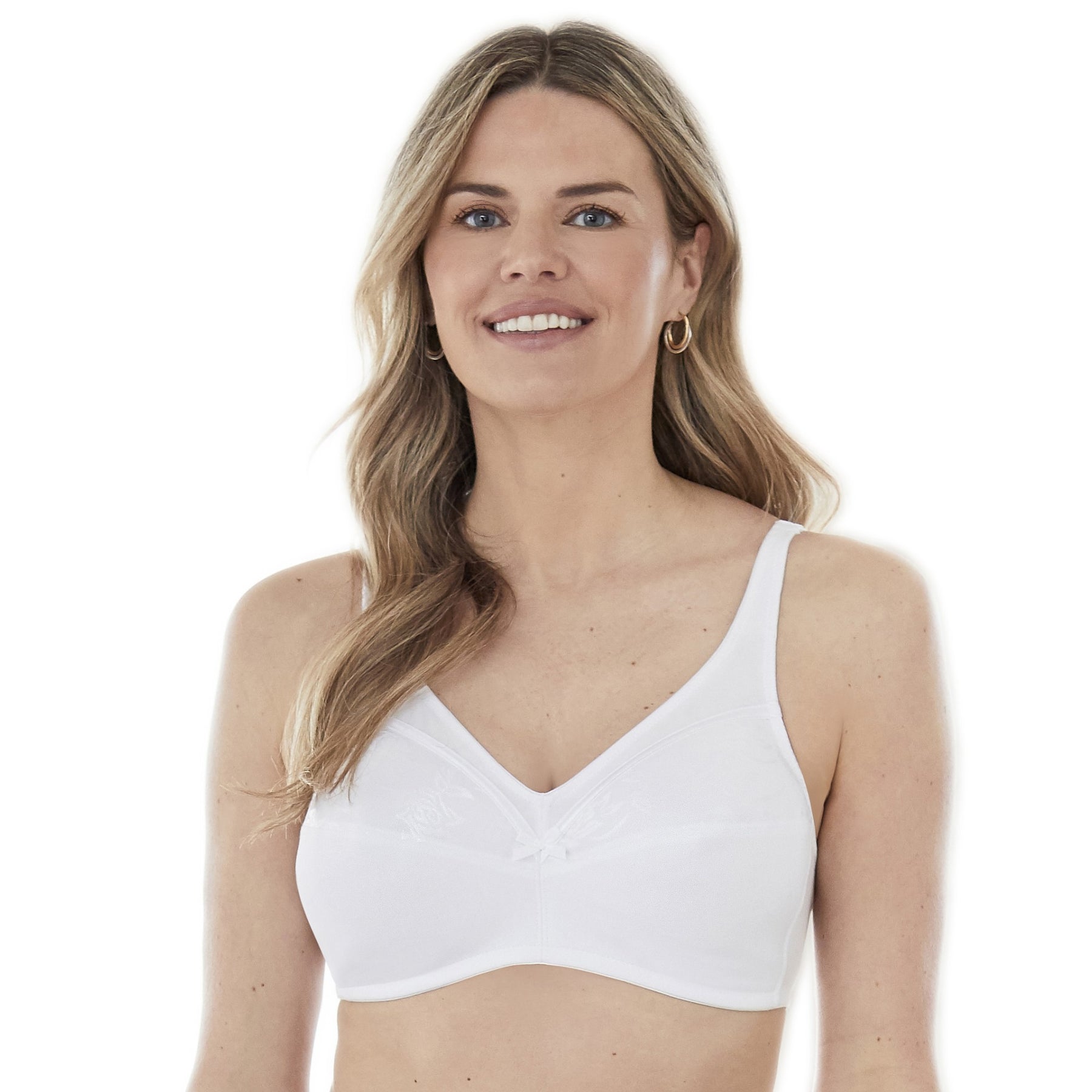 Floral Trim Wireless Cotton Bra with Lightly-Lined Cups