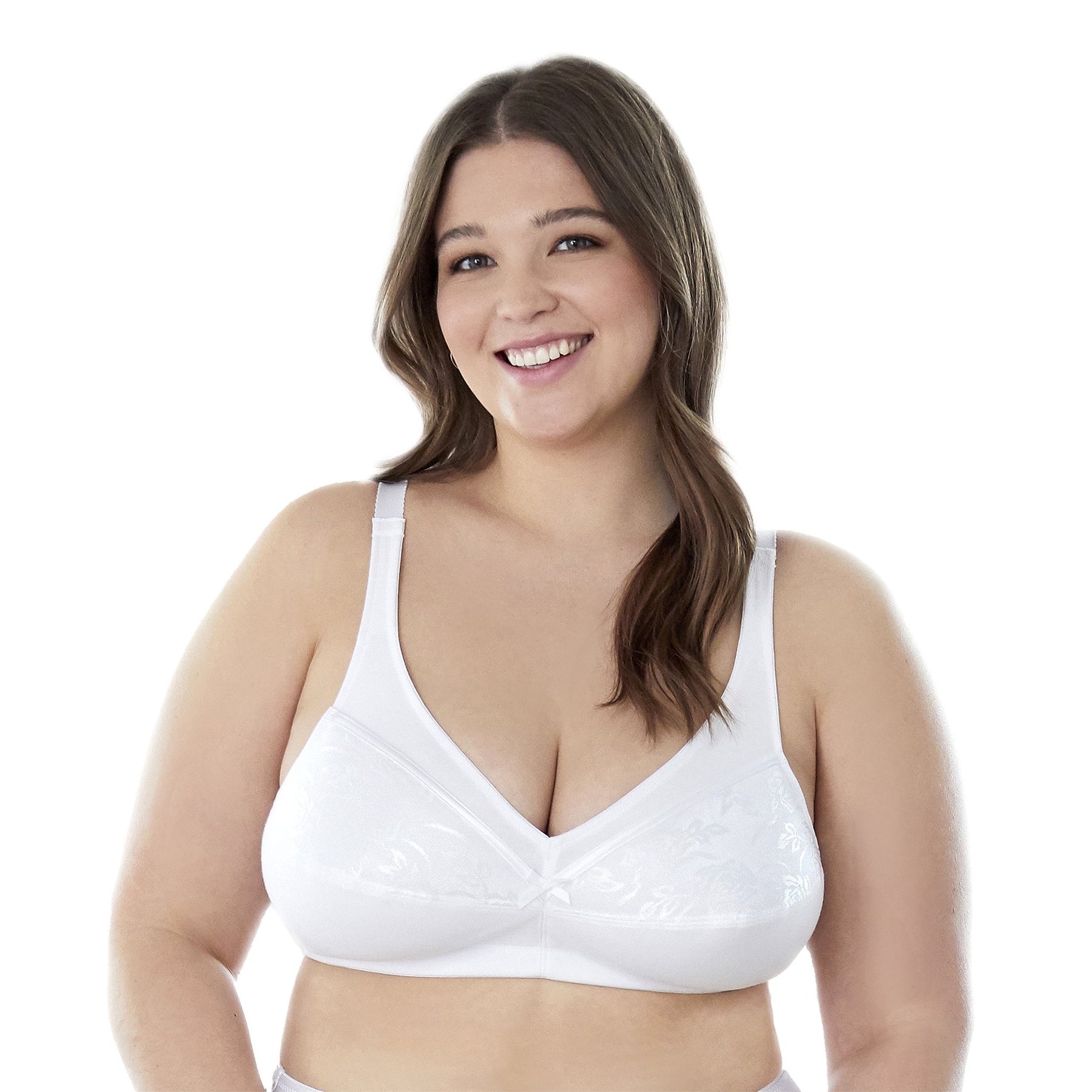 Floral Trim Wireless Cotton Bra with Lightly-Lined Cups