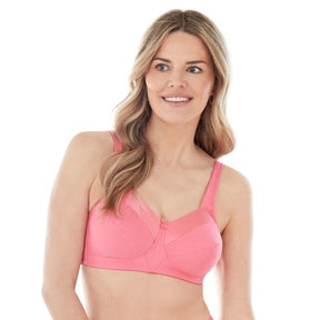 Satin Trim Wireless Cotton Bra with Unlined Cups