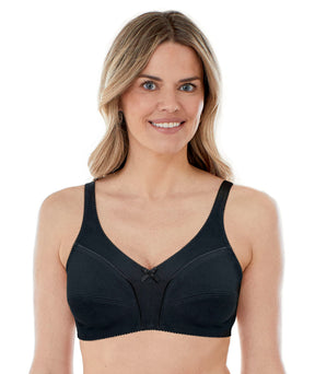 Comfortable Wireless Cotton Bra with Unlined Seamed Cups