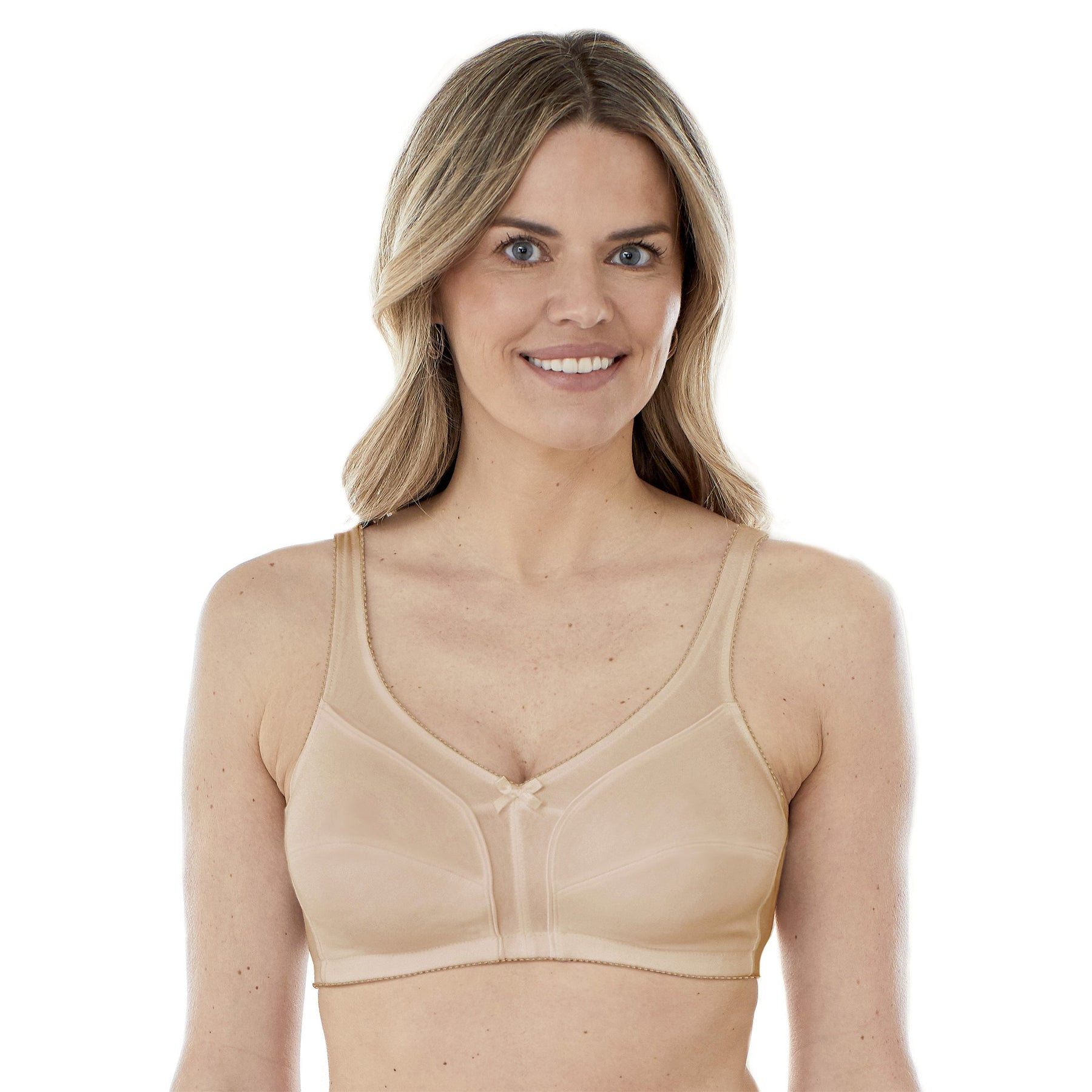 Comfortable Wireless Cotton Bra with Unlined Seamed Cups