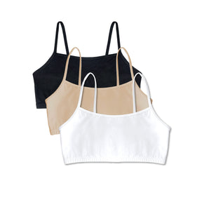 Spaghetti Strap Cotton Comfort Bra, 3-Pack