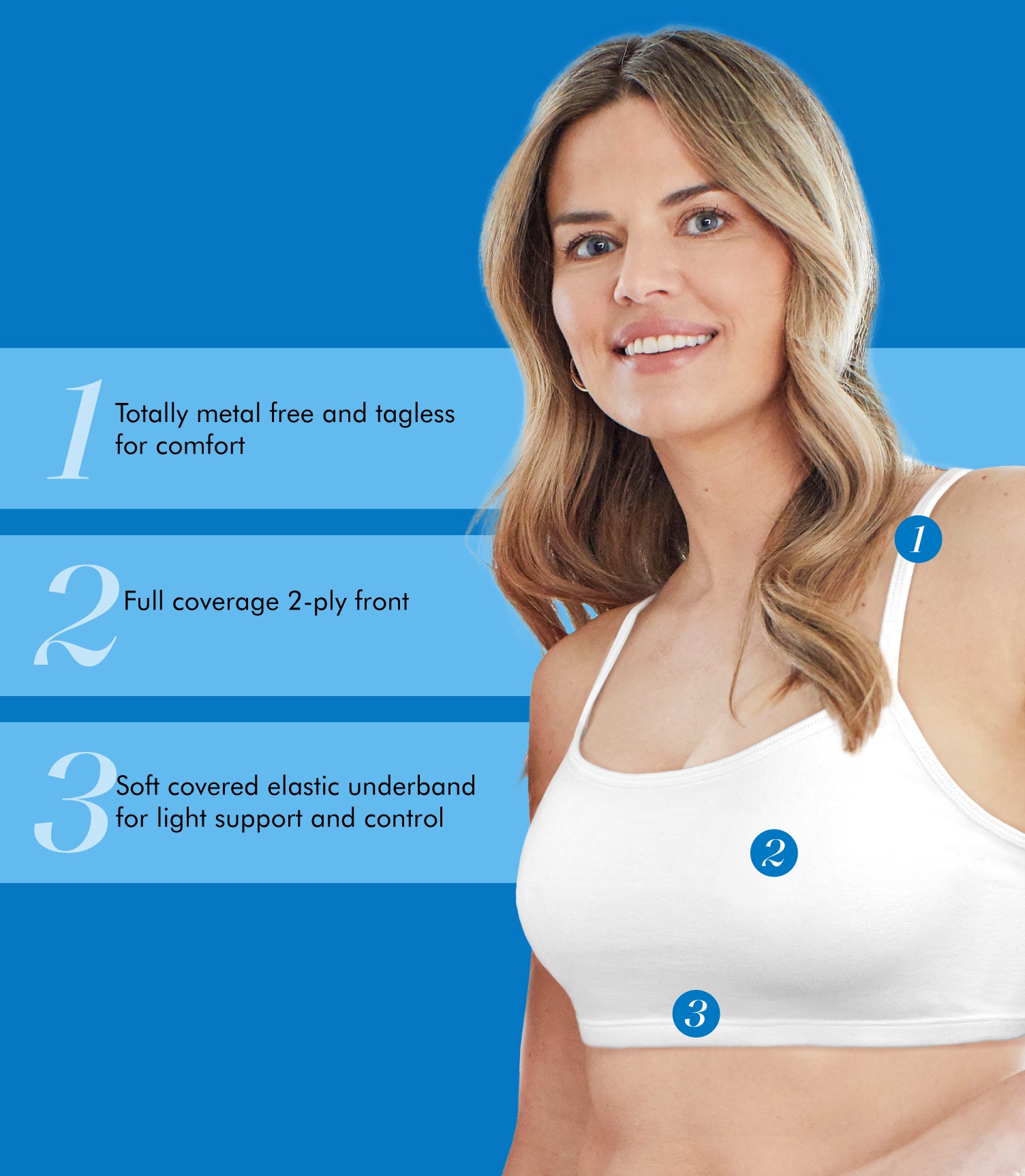 Spaghetti Strap Cotton Comfort Bra, 3-Pack