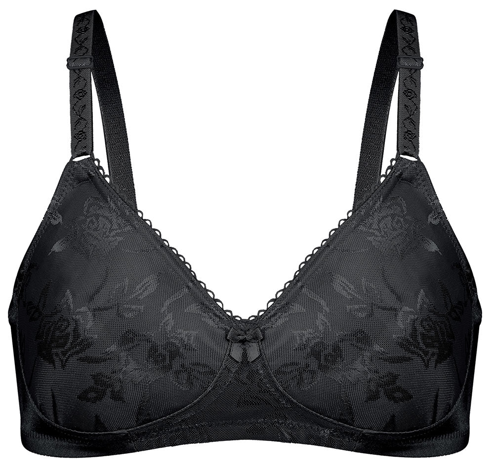 Floral Jacquard Wireless Soft Cup Bra with Lightly-Lined Cups