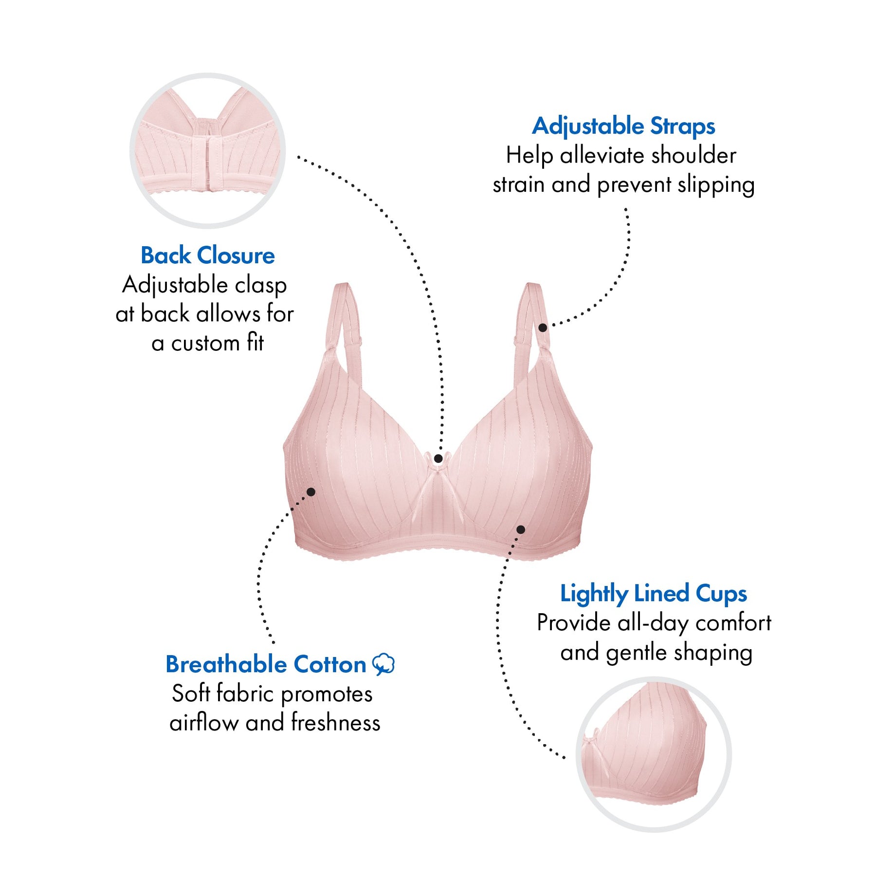 Striped Wireless Cotton Bra with Lightly-Lined Cups