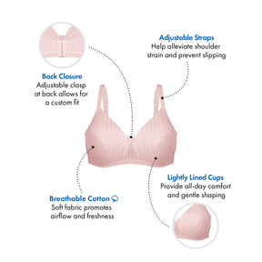 Striped Wireless Cotton Bra with Lightly-Lined Cups