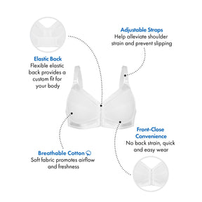 Comfortable Unlined Wireless Cotton Bra with Front Closure