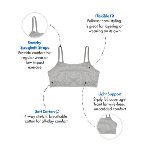 Spaghetti Strap Cotton Comfort Bra, 3-Pack