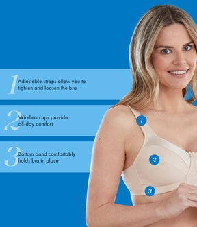 Bestform 5006770 Comfortable Unlined Wireless Cotton Bra with Front  Closure, White, 36B : : Clothing, Shoes & Accessories