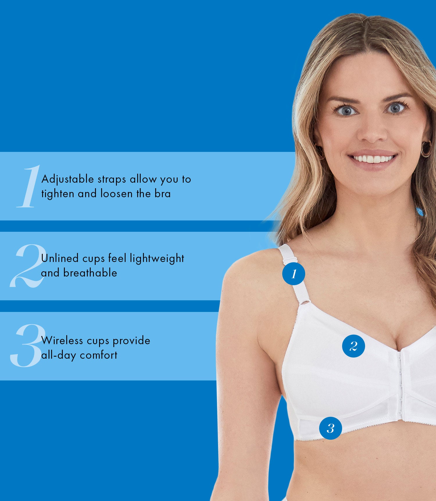 Easy On Front Closure Wireless Comfort Bra for Women, Wireless Cotton Sleep  Bras, Size 80/36-100/44 