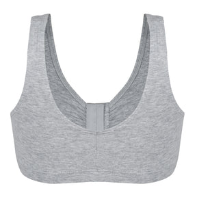 Comfortable Unlined Wireless Cotton Stretch Sports Bra with Front Closure