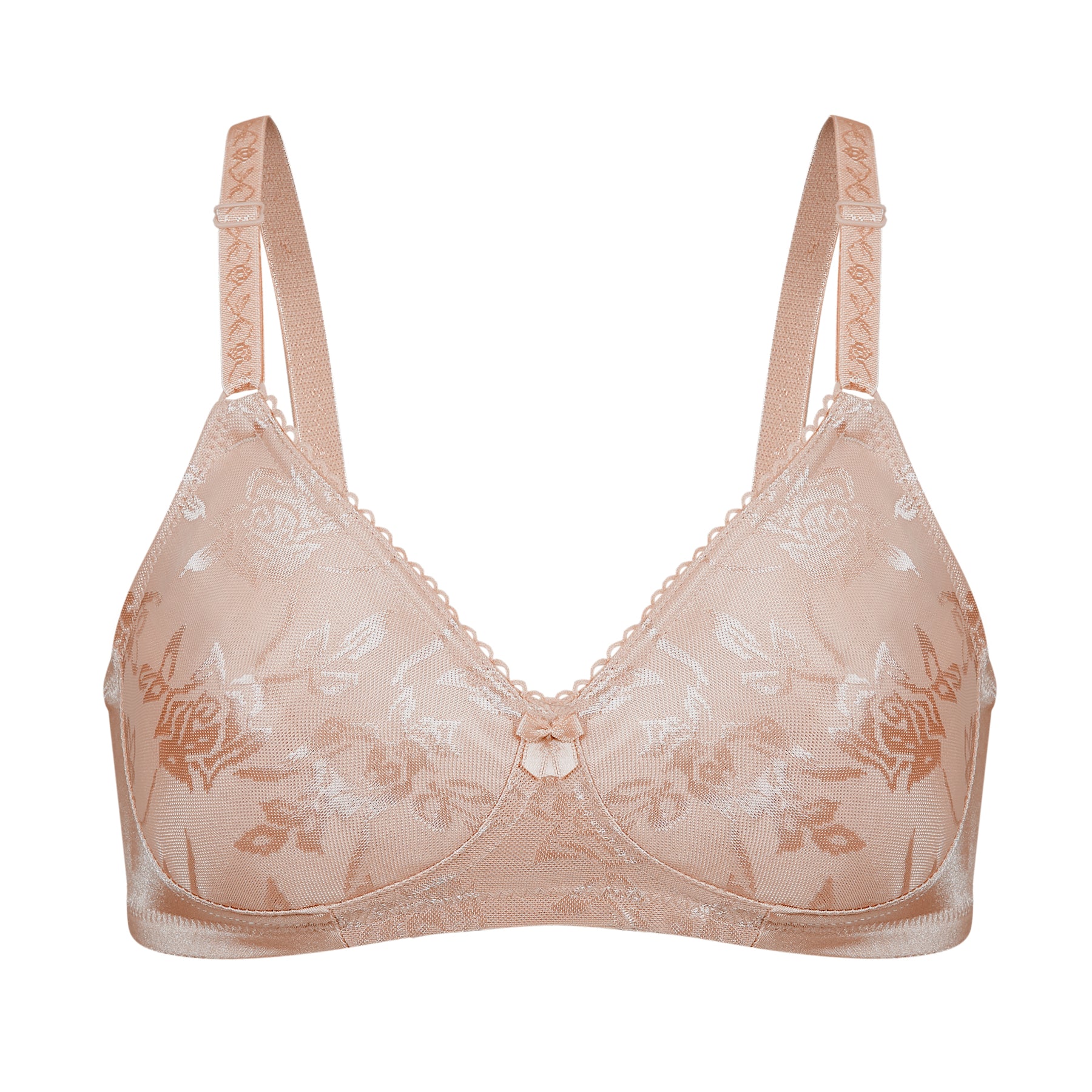 Floral Jacquard Wireless Soft Cup Bra with Lightly-Lined Cups