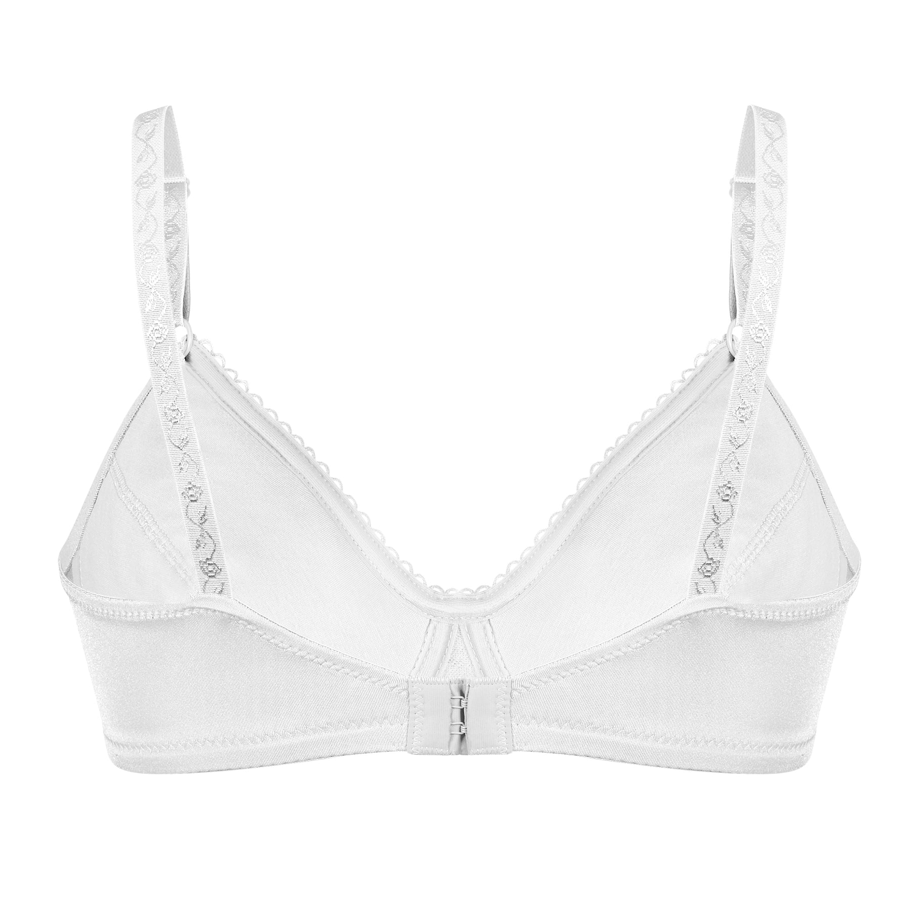 840B1 Hanes 9548 Lace Detail Cotton Lined Cup Wireless Bra 42DD White