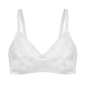 Floral Jacquard Wireless Soft Cup Bra with Lightly-Lined Cups