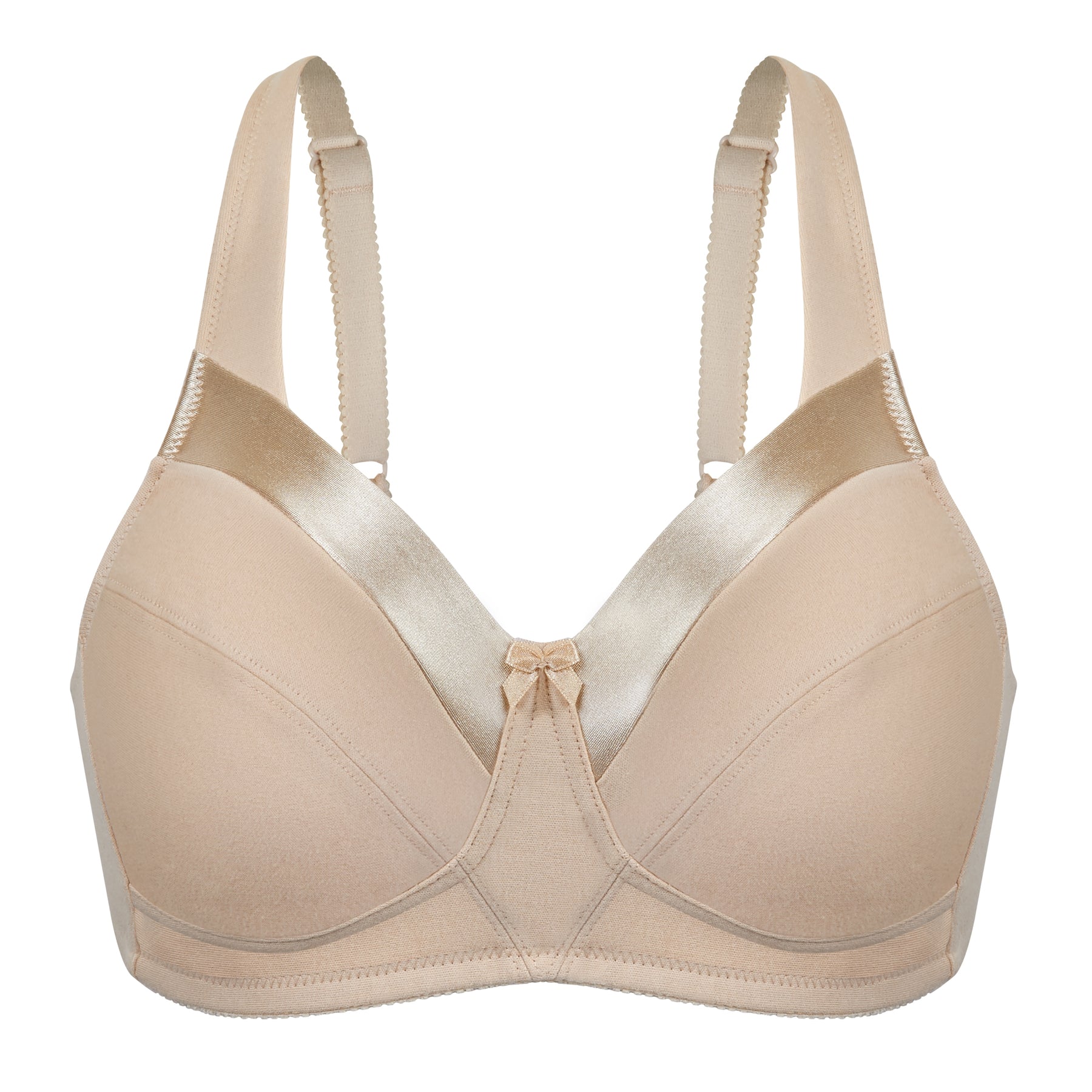 Satin Trim Wireless Cotton Bra with Unlined Cups